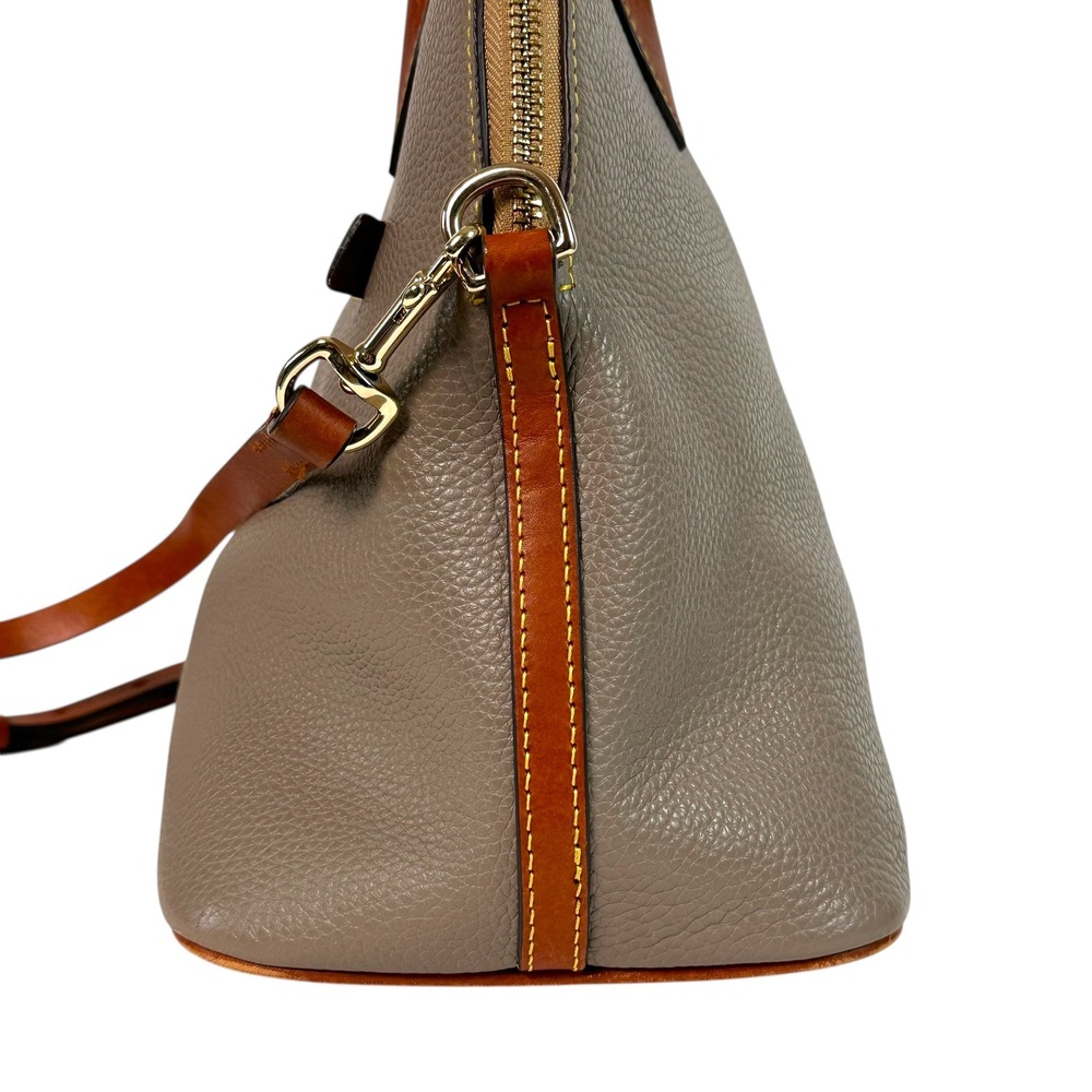 Dooney & Bourke Pebbled Leather Domed Satchel Taupe Brown Large Crossbody‎ Bag - Picture 5 of 15
